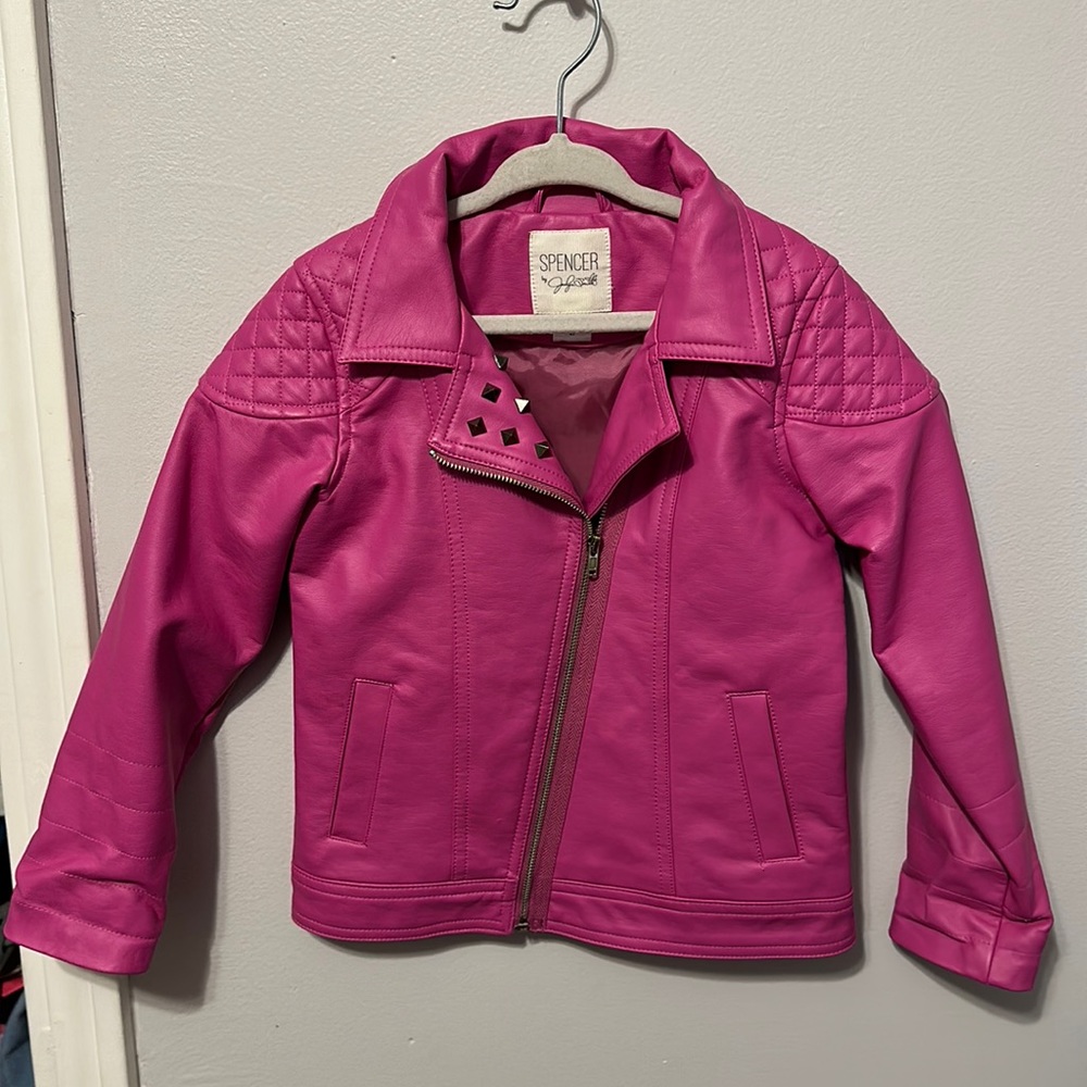 Toddler Pink Studded Leather Jacket 💖 size 4t